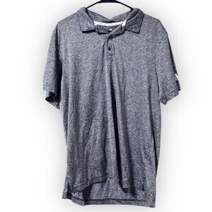 Adidas Golf Feeder Stripe Gray Black Polo Shirt Men's Size Large Top Sporty EUC